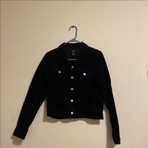 Forever 21 Navy Blue Corduroy Cropped Jacket